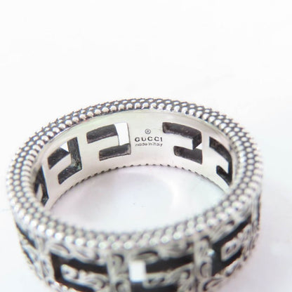 Gucci Arabesque Square G Ag925 Ring Silver 11 With Box And Storage Bag Made In