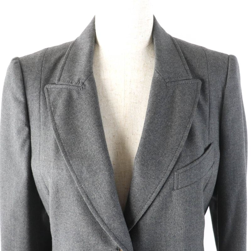 Gucci Wool Cles Button Single Tailored Jacket Gray 42 Genuine