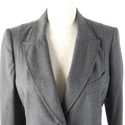 Gucci Wool Cles Button Single Tailored Jacket Gray 42 Genuine