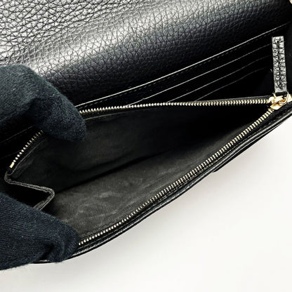 Gucci Soho 598211 Black Shoulder Bag Interlocking GG Women's Gold