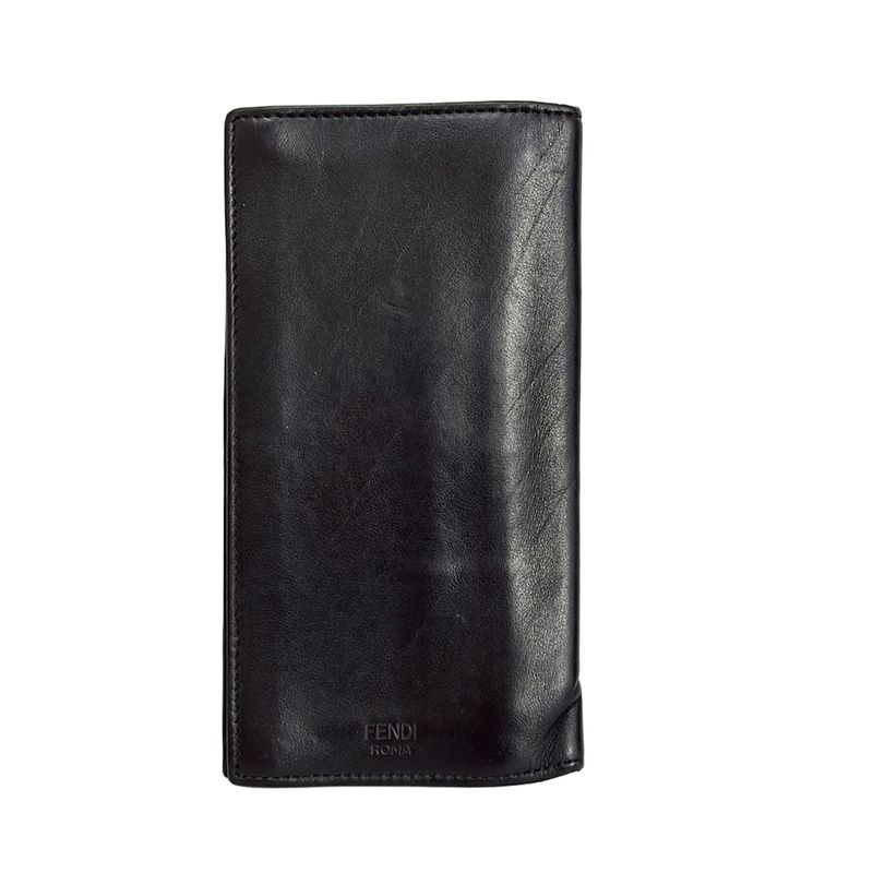 Fendi Long Wallet Bag Bugs 7m0186 Black Leather