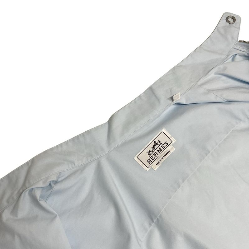 Hermes Blouson Size 37 Men - Light Blue Long Sleeves/zip Up/spring/fall Cotton