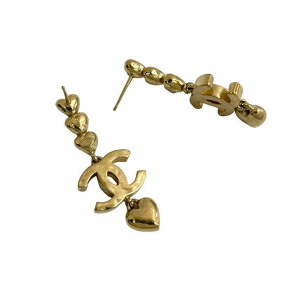 Chanel Coco Mark Heart Motif Earrings Accessories Small 23BP