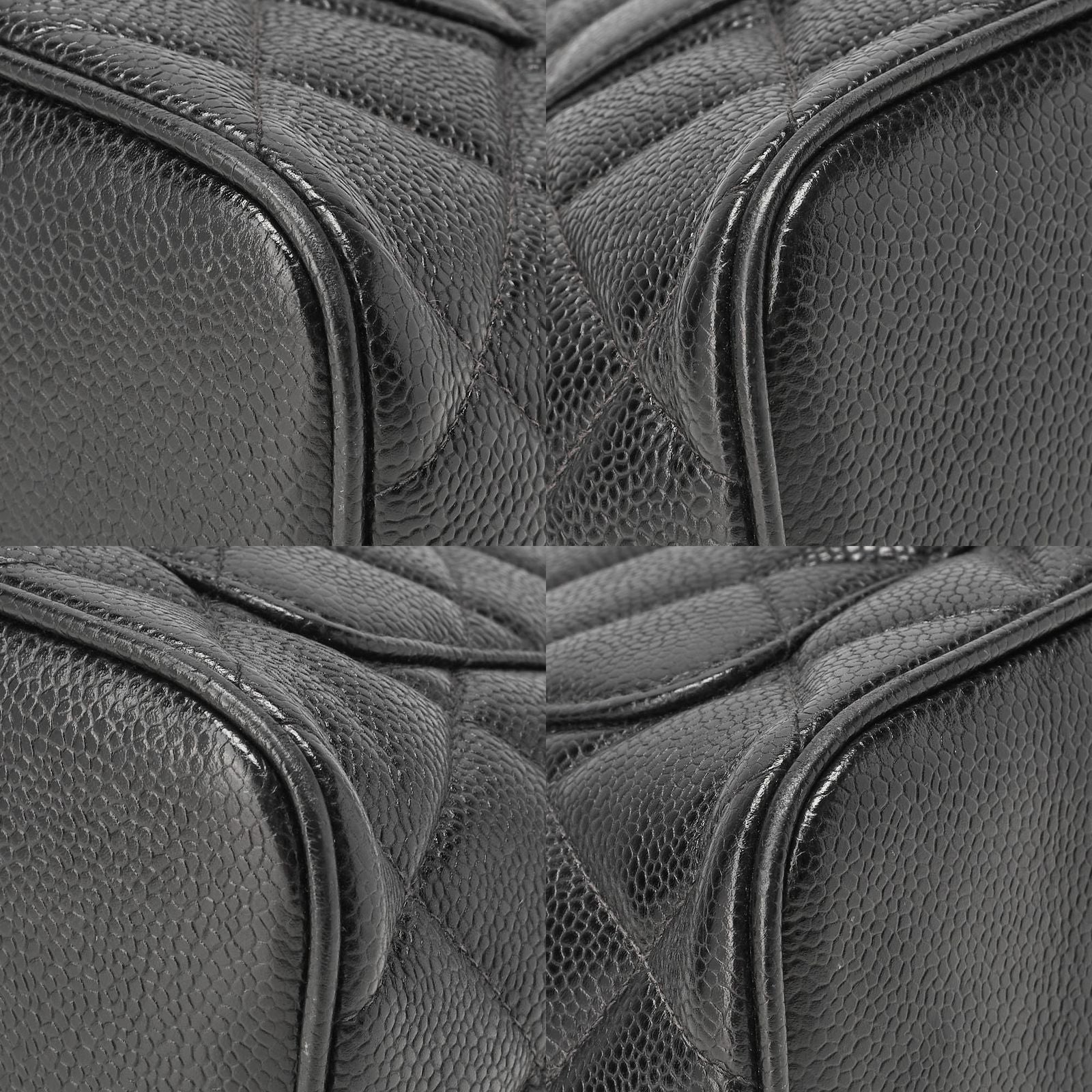 Chanel Matelasse Reprint Tote Caviar Skin Black With Silver Hardware Women's