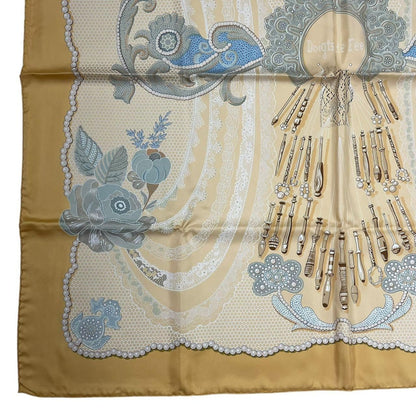 Hermes Carre 90 Doigts de Fee Fairy Finger Scarf Silk Gold — view 5