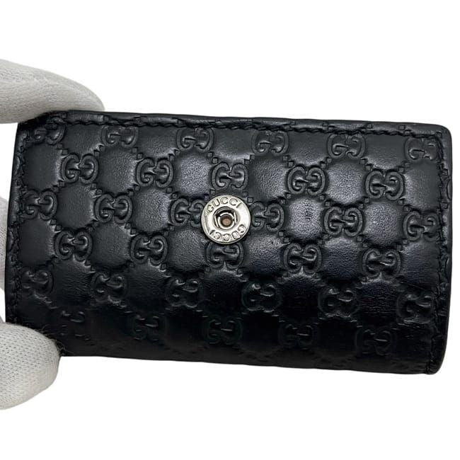Gucci 6 Key Case Black Guccissima Line Leather Holder — view 6
