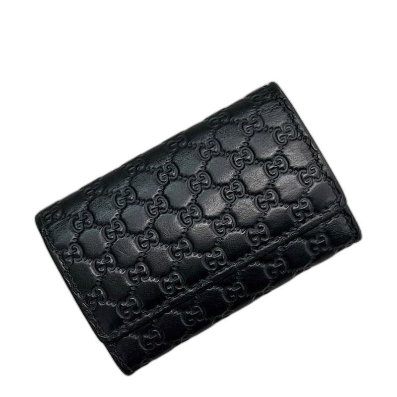 Gucci 6 Key Case Black Guccissima Line Leather Holder
