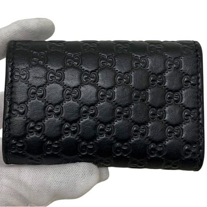 Gucci 6 Key Case Black Guccissima Line Leather Holder — view 10