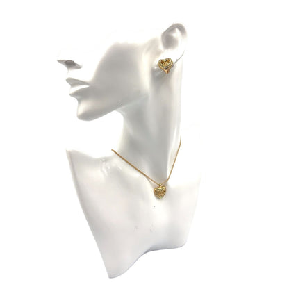 Dior CD Logo Heart Motif Earrings Color Stone Clear Gold