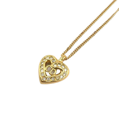 Dior CD Logo Heart Motif Earrings Color Stone Clear Gold — view 2
