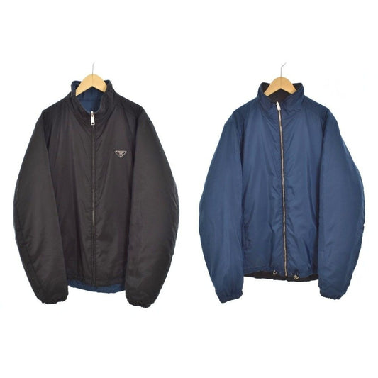 Prada Triangle Plate Logo Jacket Reversible 52 Black Blue