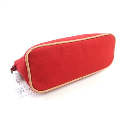 Hermes Bolide Pouch MM 100% Cotton Rouge H Logo Embroidery Leather ZIP Pouch