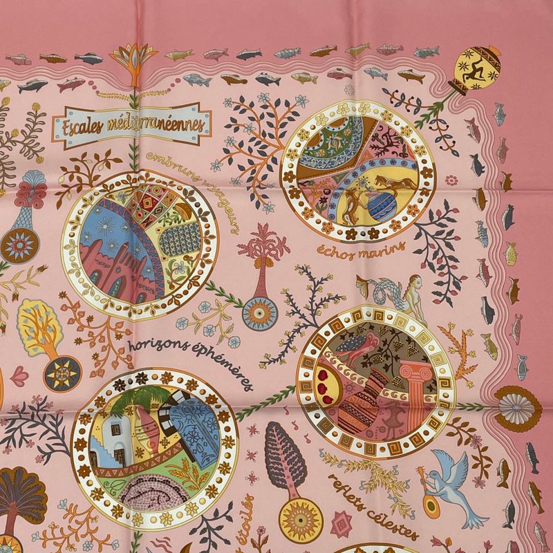 Hermes Carre 90 Escales Mediterraneennes Mediterranean Port City Scarf Silk
