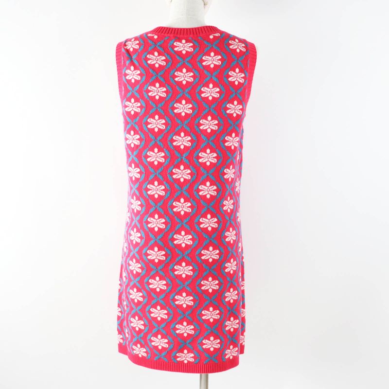 CHANEL P55807 100% Cashmere Sleeveless Long Knit Dress With Logo Button