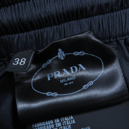 Prada 2021 P218g 100% Silk Triangle Logo Plate Shorts Black 38 Made In Italy