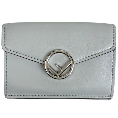Fendi F's Trifold Wallet Logo Leather Light Gray