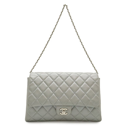 Chanel Quilted CC Logo Chain Bag Shoulder Semi Leather Silver