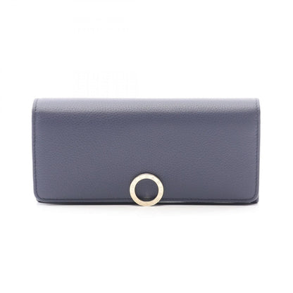 Bvlgari Bifold Long Wallet Large Navy Beige Leather