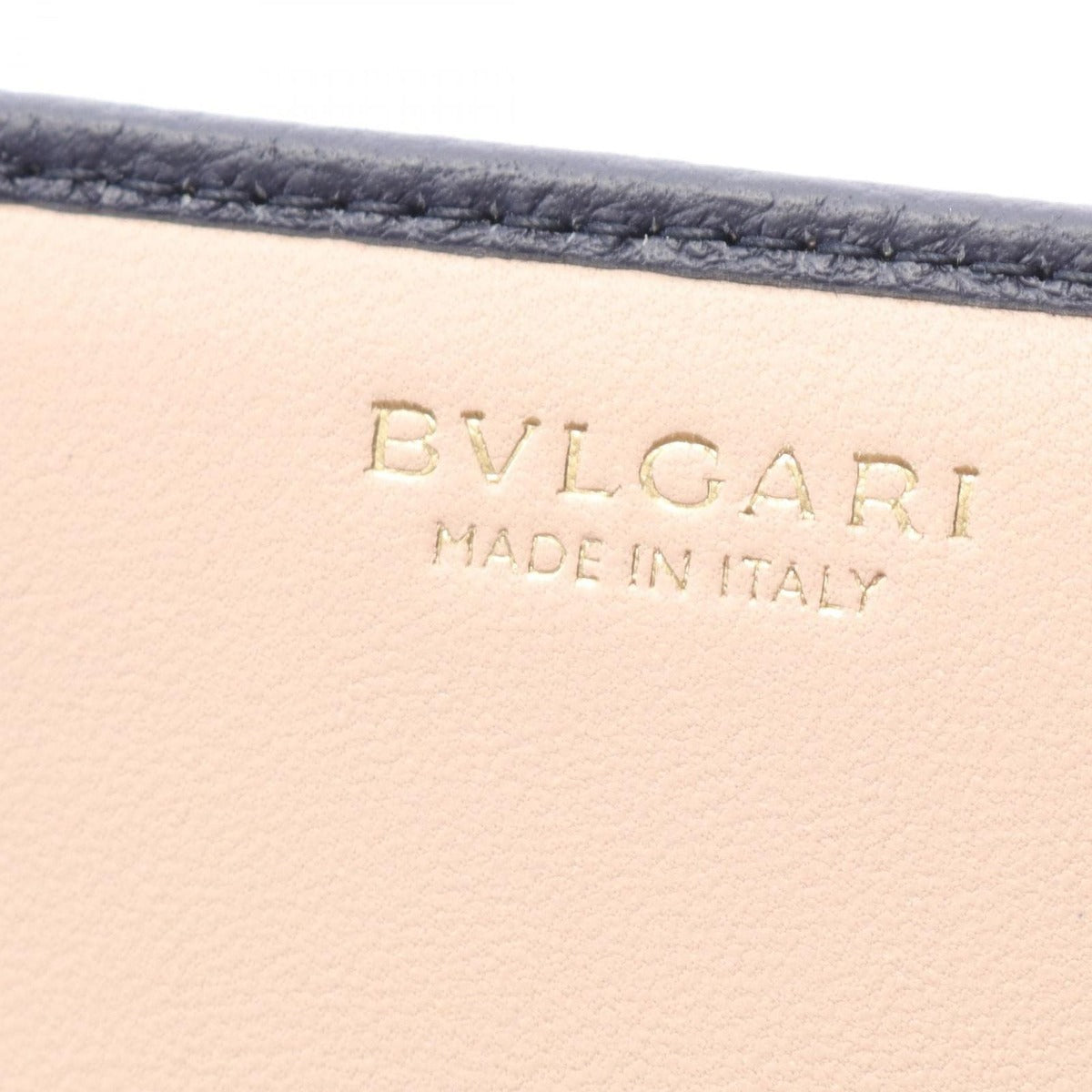 Bvlgari Bifold Long Wallet Large Navy Beige Leather — view 4