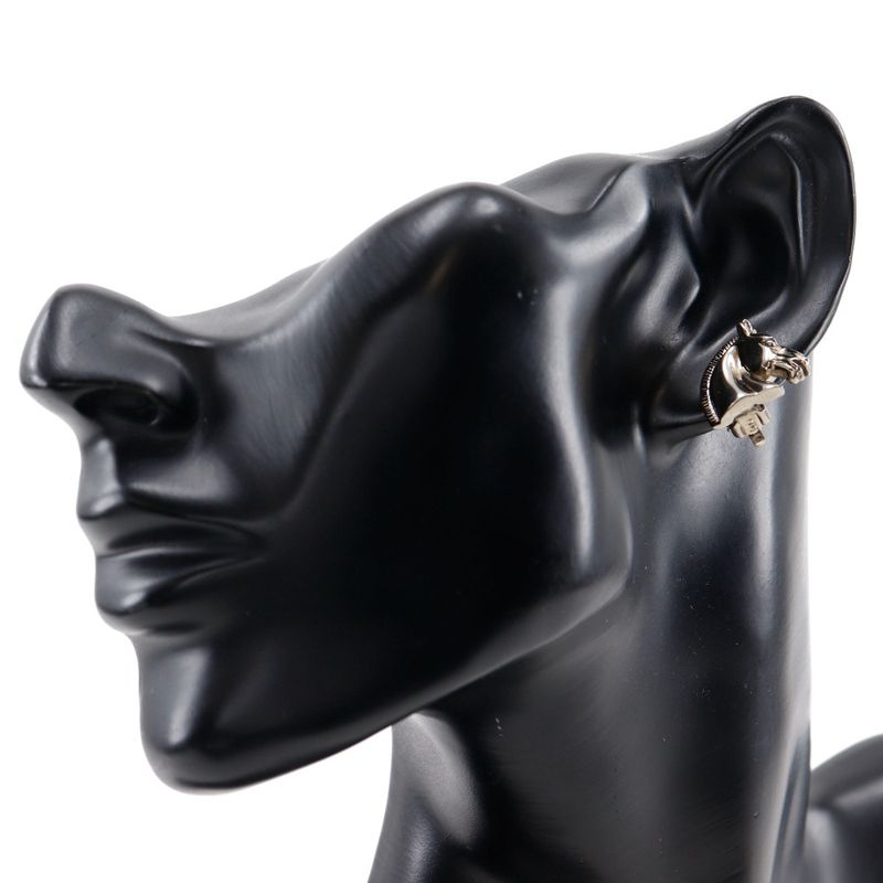 Hermes Cheval Horse Motif Metal Silver Ladies 10.5g Earrings
