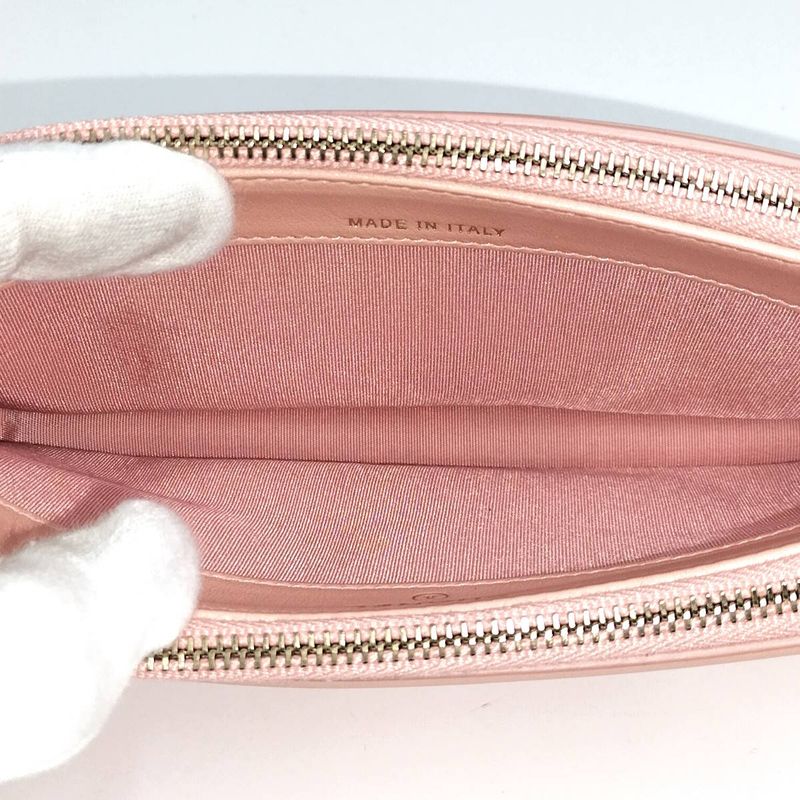 Chanel Chain Wallet Coco Mark Leather Pink A84450