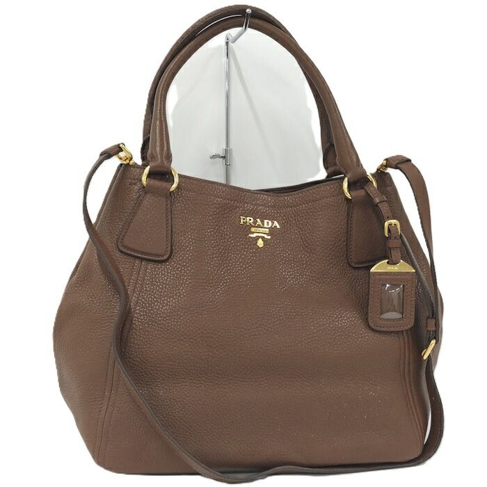 Prada Shoulder Bag Leather Brown Bn2534