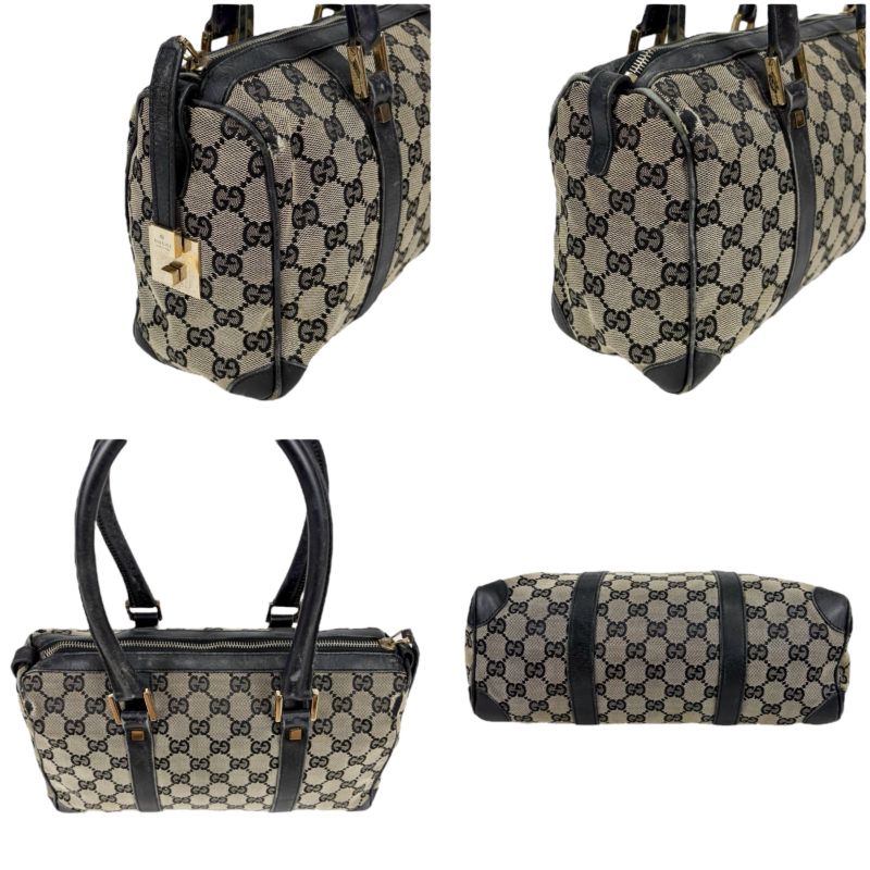 Gucci GG Canvas Mini Boston Bag Handbag GG Pattern Navy Dark Blue