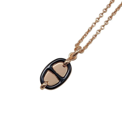 Hermes Necklace Mini Maillon PM Pendant Fo03 Metal Golden Rose Gold Noir