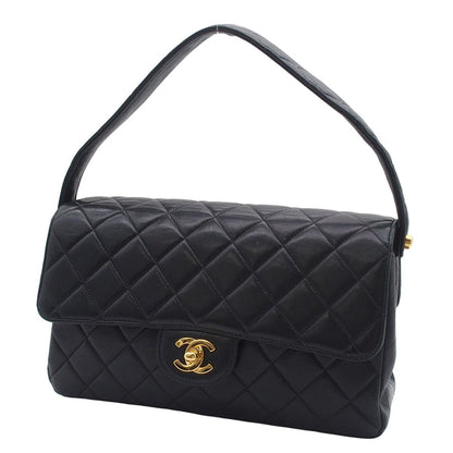 Chanel Handbag Face Quilted CC Logo Black Gold Lambskin — view 2