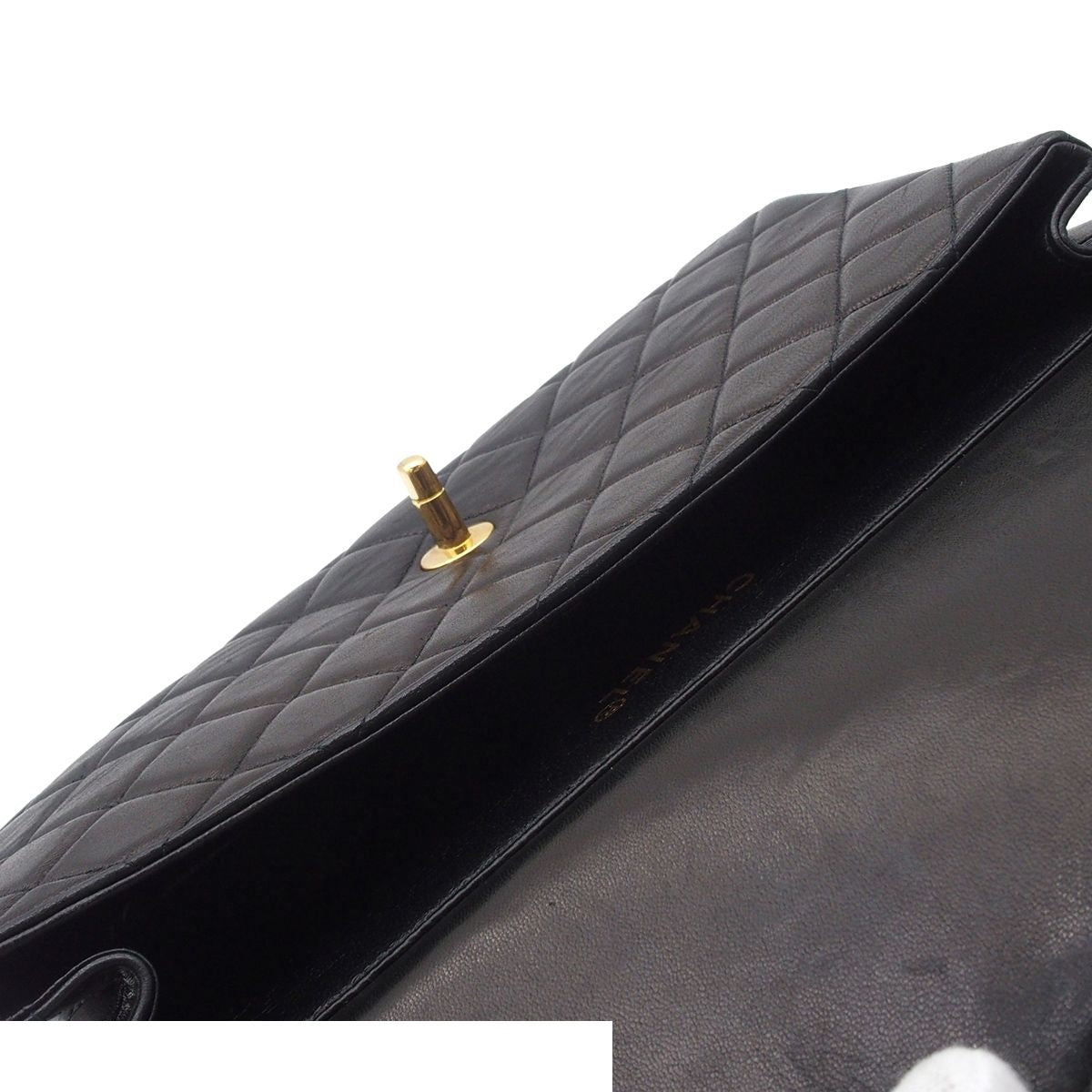 Chanel Handbag Face Quilted CC Logo Black Gold Lambskin — view 5
