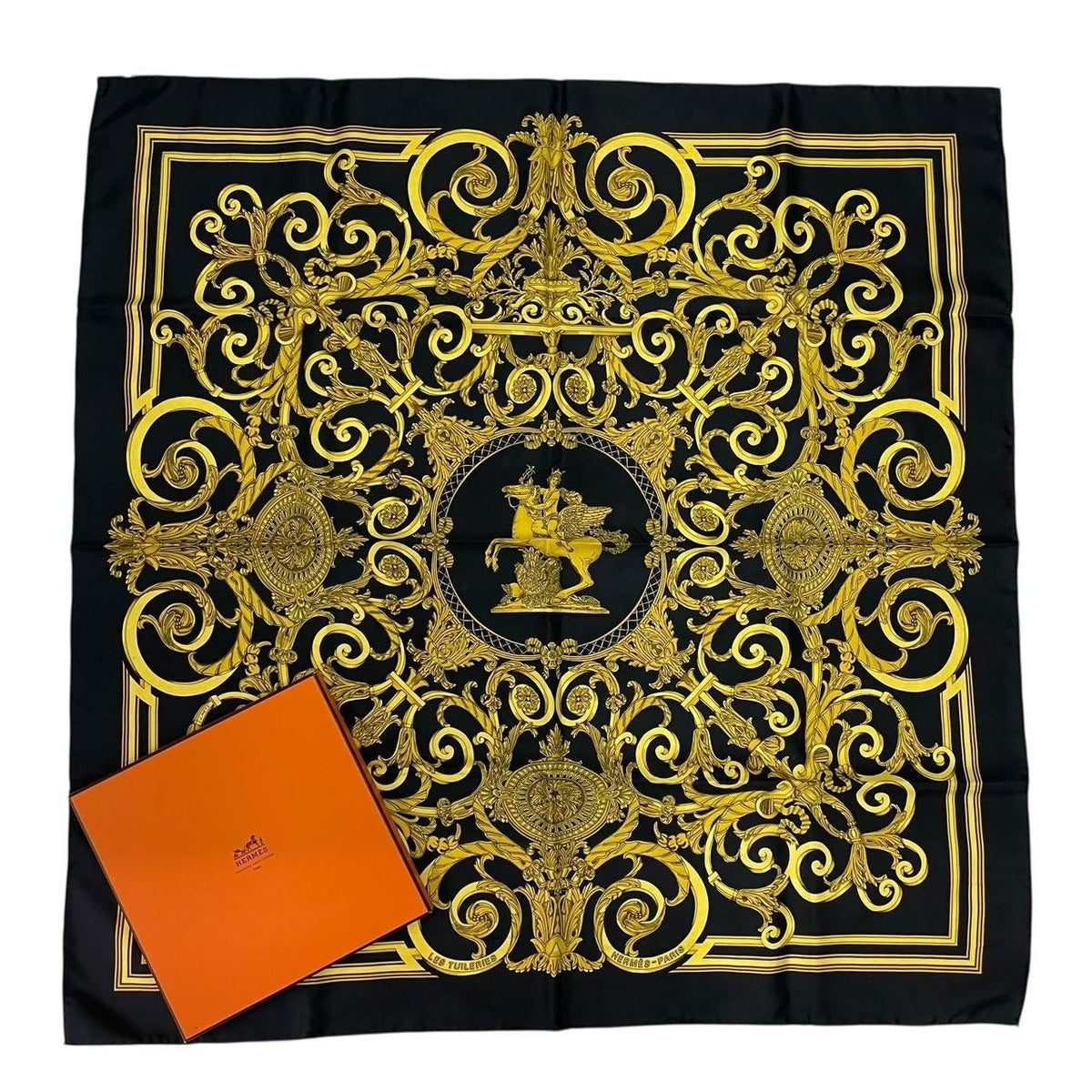 Hermes Scarf Carre 90 les Tuileries Jardin Des Bandana Silk