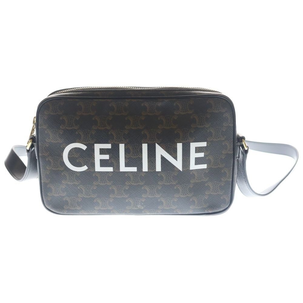 Celine Logo Print Messenger Bag Triomphe Canvas Brown