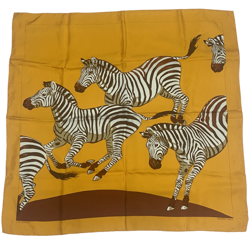 Hermes LE Zebres Zebra Hermes Scarf Silk Carre 90 Clothing Ladies Orange