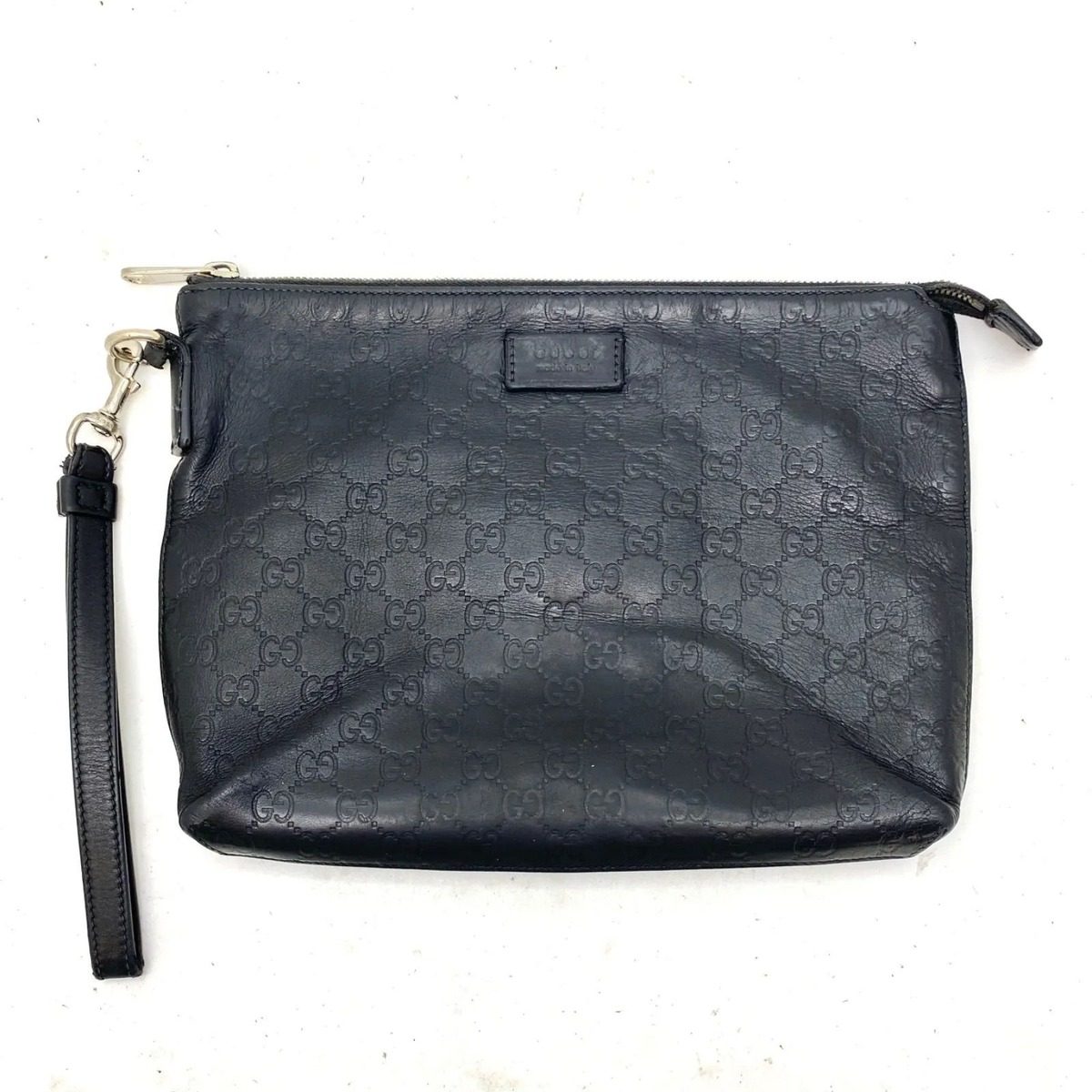 Gucci Clutch Hand Second Pouch Guccissima Leather Black