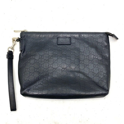 Gucci Clutch Hand Second Pouch Guccissima Leather Black