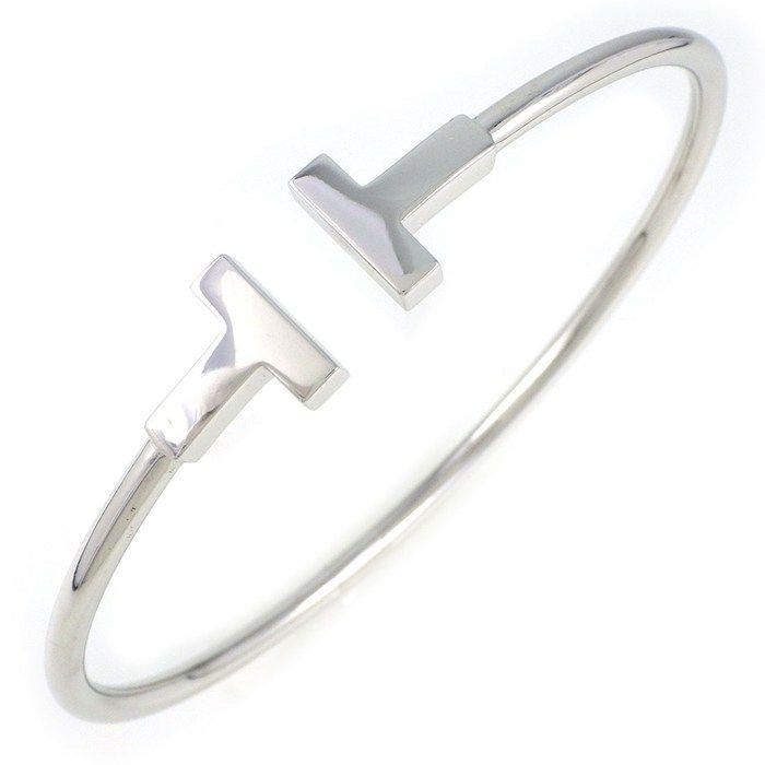 Tiffany & Co Bangle T-wire 18k White Gold Bracelet