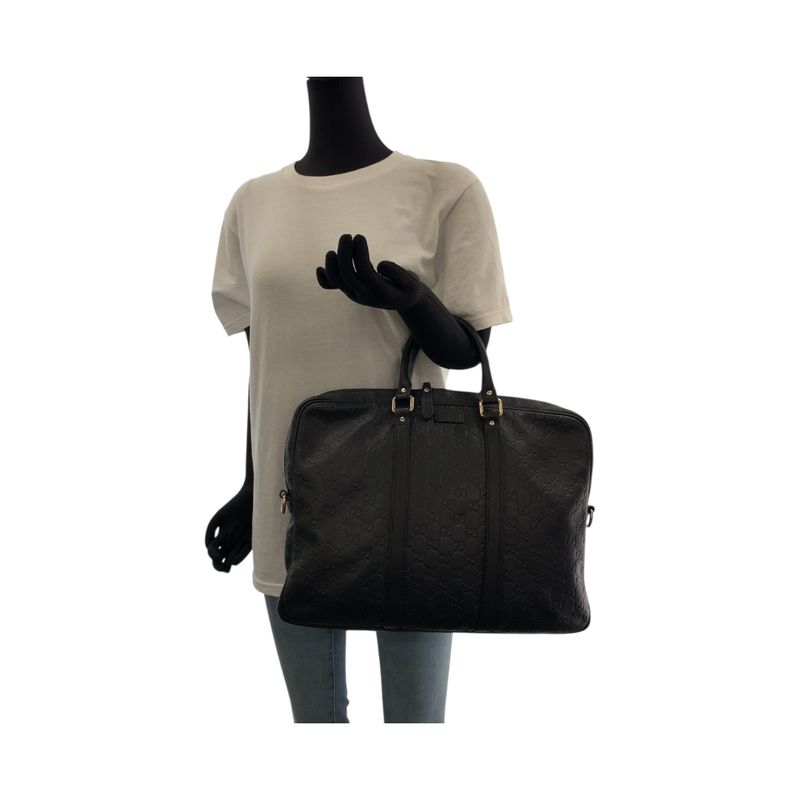 Guccissima Black Silver Hardware Leather 208463 Business Bag Shoulder Bag 2way