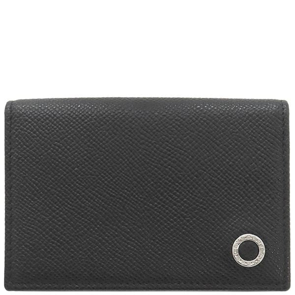 Bvlgari Card Case Bvlgari Man Leather Black Silver Hardware Black Card Holder