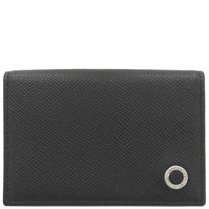 Bvlgari Card Case Bvlgari Man Leather Black Silver Hardware Black Card Holder