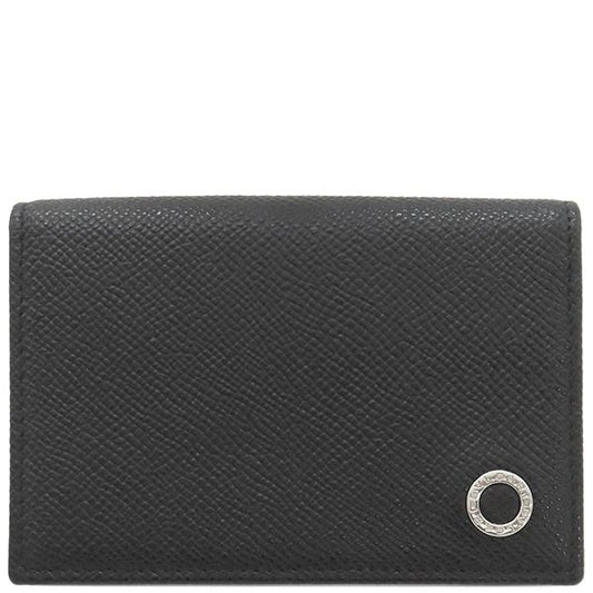 Bvlgari Card Case Bvlgari Man Leather Black Silver Hardware Black Card Holder