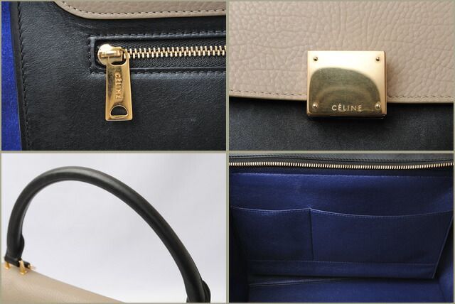 Celine Handbag Shoulder Bag Celine Trapeze 169543 Sand Beige Blue Black 2-way
