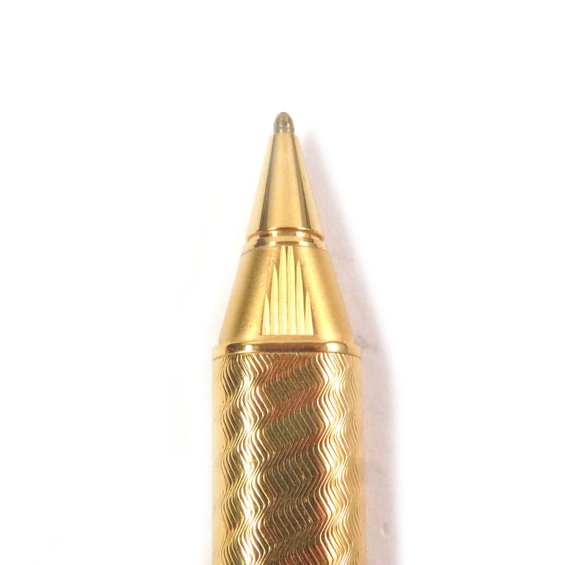 Cartier Vintage Trinity Double C Wavy Pattern Capped Ballpoint Pen With Gold