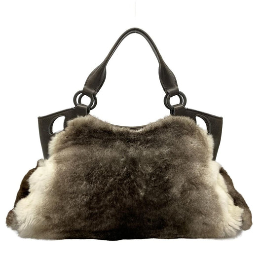 Cartier Handbag Marcello Dark Brown White Leather Fur