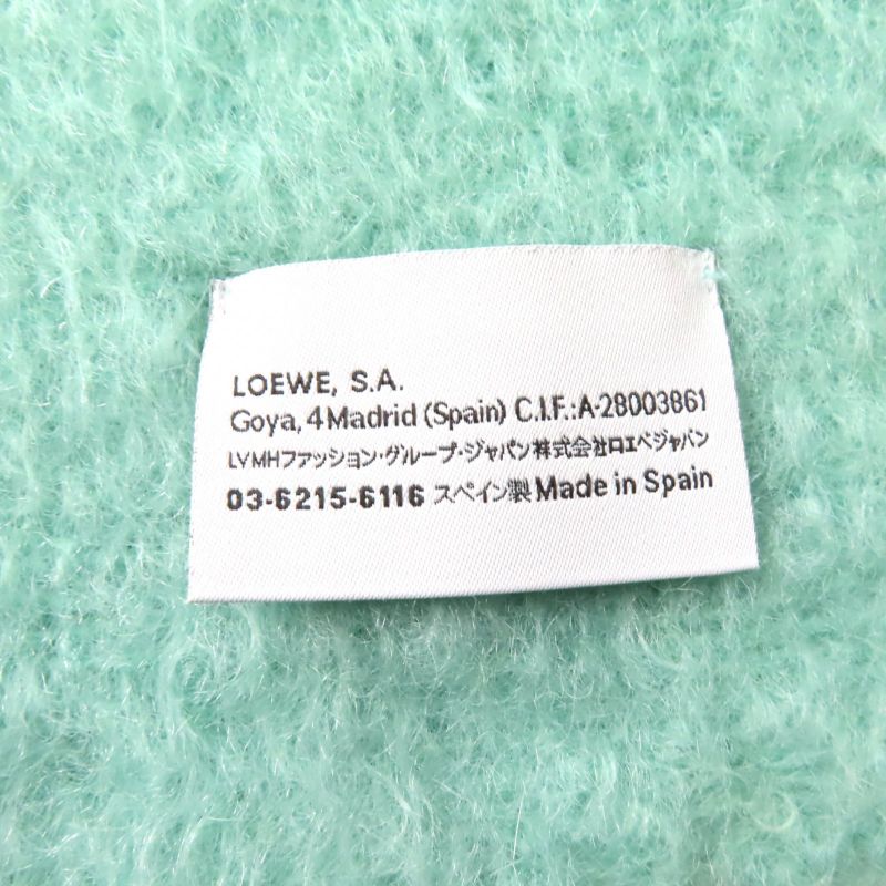 LOEWE Mohair Blend Anagram Logo Patch Fringed Scarf Multi Genuine