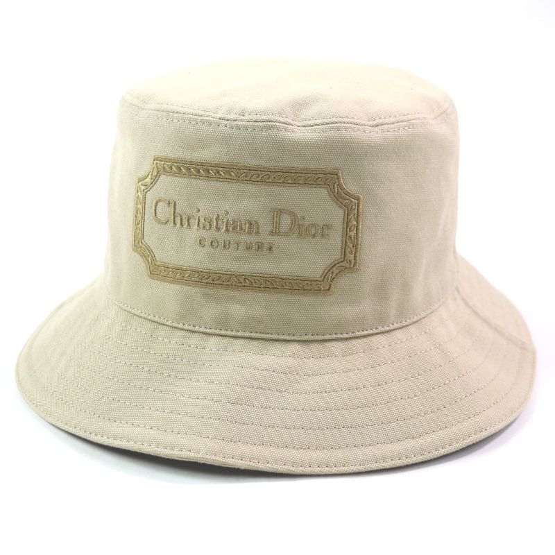  DIOR Homme 293c906i5641 100% Cotton DIOR Logo Embroidered Bucket Hat Beige S