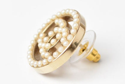 Chanel Earrings Chanel Circle Motif Logo Pearl Gold