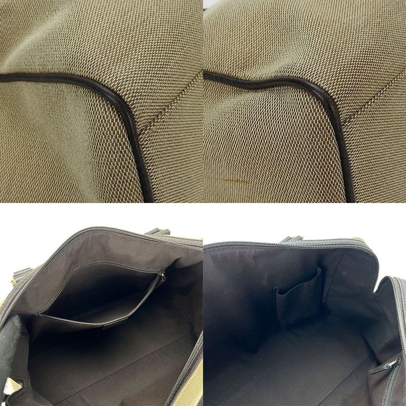 Gucci Boston Bag Handbag Shoulder 257288 Canvas Leather Beige Dark Brown Casual