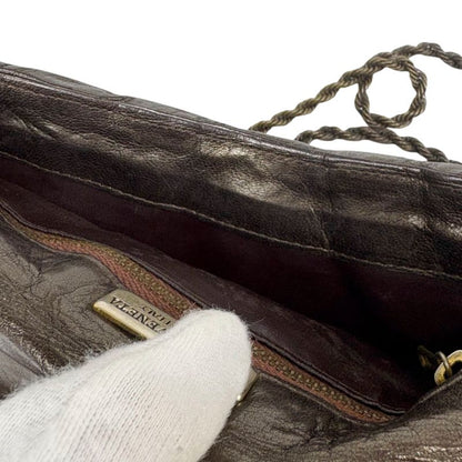 Bottega Veneta Chain Shoulder Bag Pochette Intrecciato Leather Brown Gold