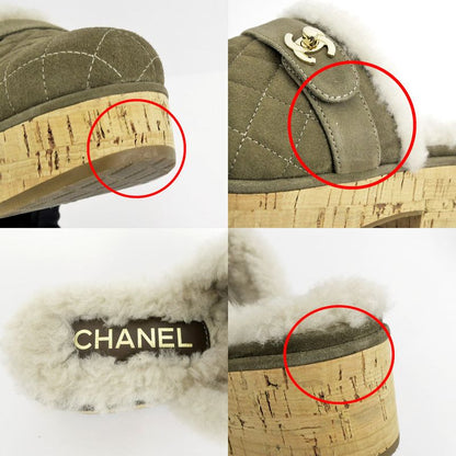 Chanel 21B Clog Sabot Sandals Khaki Gdhardware G45183 Size 36 Shoes