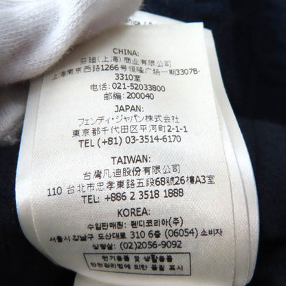 Fendi 2022 Fzx831 FF Logo Crewneck Cropped Long Sleeve Knit Navy 40 Made In